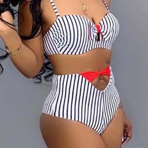 White Fashion Sexy Print Hollowed Out Swim wear